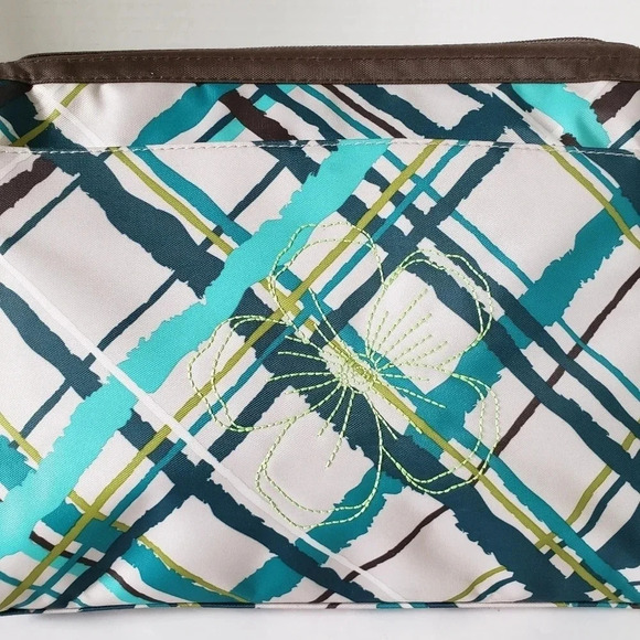 Thirty-One Sea Green Plaid Travel Toiletry  /Cosmetic Bag. - Picture 3 of 10